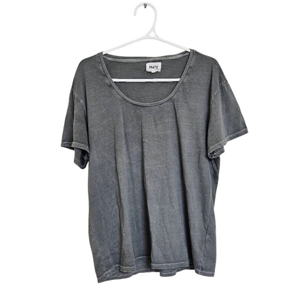 MATE the Label Organic Cotton Scoop Neck T-Shirt Charcoal Gray Women Medium